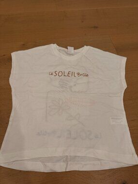 Zara Kids Girls White "Le Soleil Brille" Sleeveless Top Size 9-10 NWT